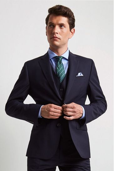 Moss Performance Tailored Fit Navy Suit: Jacket
