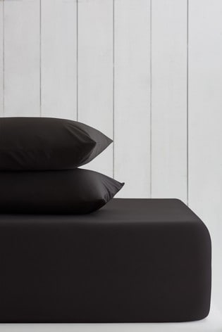 Graphite Black Cotton Rich Deep Fitted Sheet