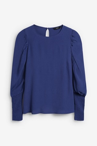 Buy Purple Smock Puff Sleeve Top from