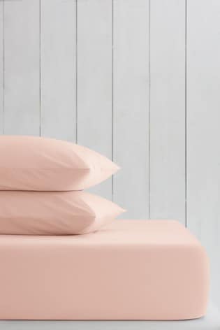 Dusky Blush Pink Cotton Rich Fitted Sheet