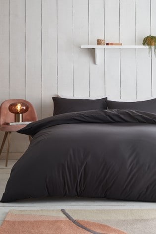 Graphite Black Cotton Rich Duvet Cover and Pillowcase Set