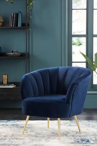 Accent Chairs With Gold Legs, Blue Velvet Chairs With Gold Legs