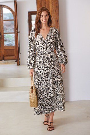 Buy Animal Print Wrap Dress from Next Qatar