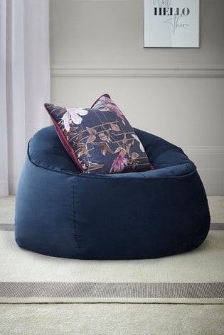 Navy Opulent Velvet Bean Bag Chair