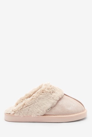 gold mule slippers