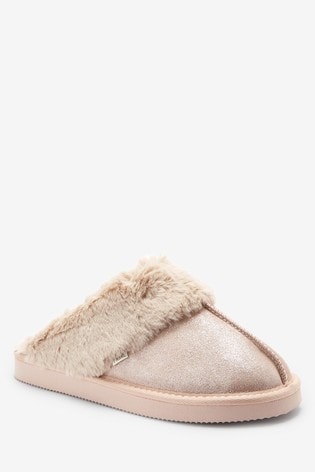 gold mule slippers