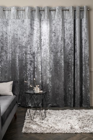 sequin border velvet eyelet lined curtains