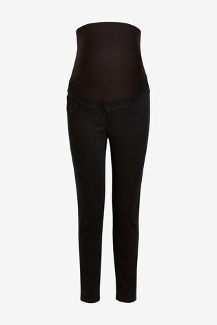 Black Maternity Over The Bump Denim Leggings