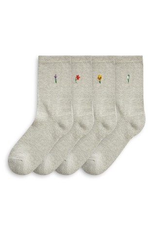 Flower Next Sports Motif Cushioned Sole Ankle Socks 4 Pack