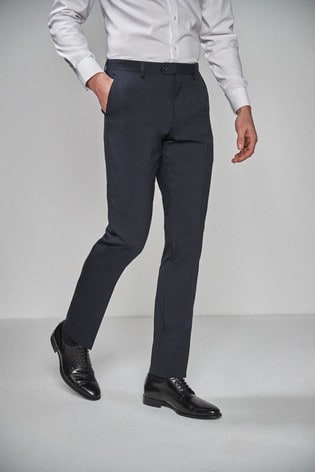 Navy Slim Fit Wool Blend Stretch Suit: Trousers