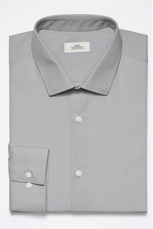Light Grey Slim Fit Single Cuff Easy Care Shirt