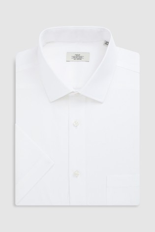 White Regular Fit Short Sleeve Next Easy Care Shirt