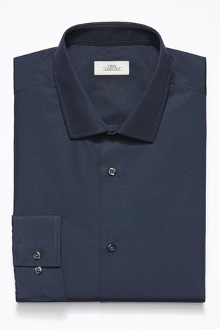 Navy Blue Regular Fit Single Cuff Easy Care Shirt