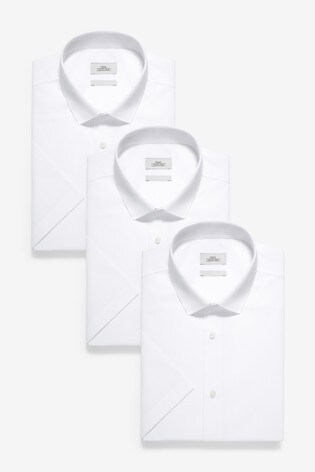 White 3 Pack Regular Fit Short Sleeve Shirts