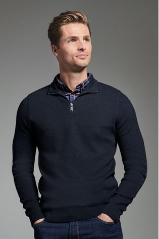 Download Buy Navy Textured Mock Shirt Jumper from the Next UK ...