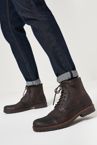 Brown Next Leather Zip Boots