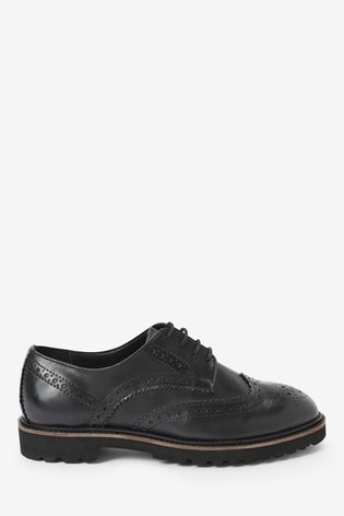 Black Forever Comfort® Leather EVA Chunky Sole Lace-Up Shoes
