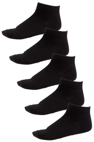 Black 5 Pack Cotton Rich Trainer Socks