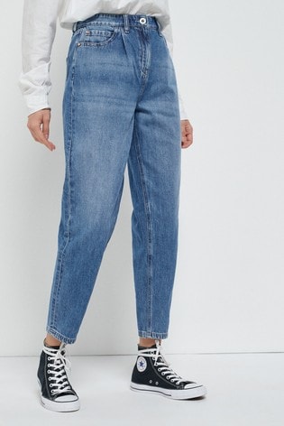 Buy Mid Blue Slouchy Tapered Jeans from 