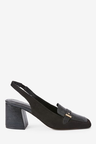 Buy Black Hardware Slingback Loafers from Next Luxembourg