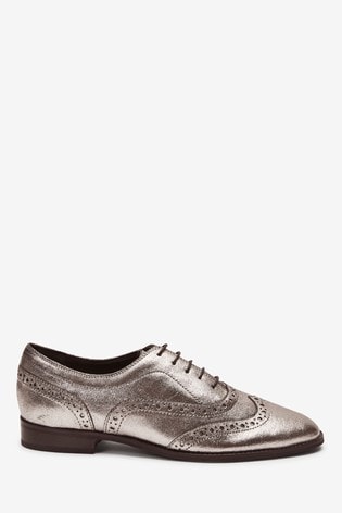 Pewter Signature Forever Comfort® Leather Square Toe Lace-Up Brogues