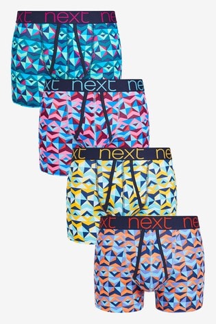 Bright Geo Print 4 pack A-Front Boxers
