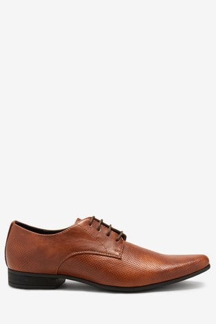 Tan Brown Perforated Derby Shoes