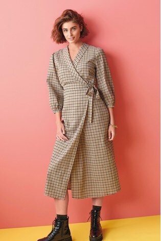 neutral wrap dress