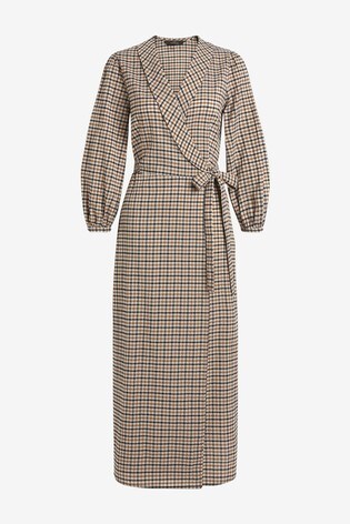 neutral wrap dress