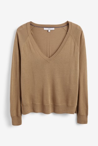 Buy Camel V-Neck Jumper from the Mnje