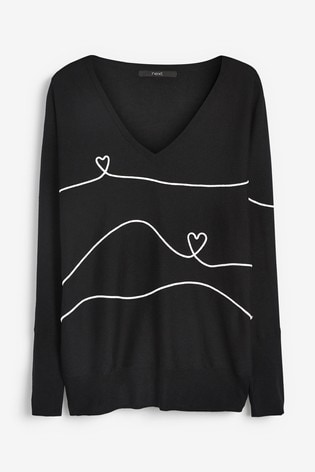 long black v neck jumper