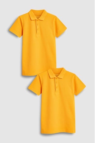 Yellow 2 Pack Cotton School Polo Shirts (3-16yrs)