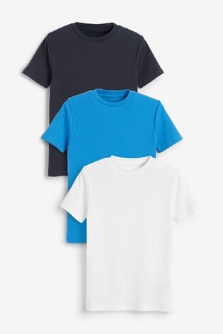 Blue 3 Pack Cotton Rib T-Shirts (1.5-16yrs)