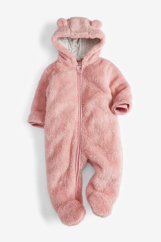 Pink Baby Bear Fleece All-In-One (0mths-2yrs)