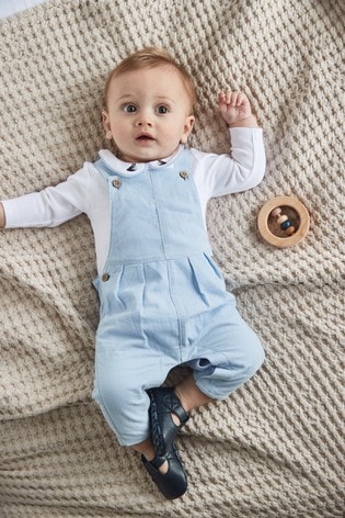 Blue Baby 2 Piece Smart Cord Dungarees And Jersey Bodysuit Set (0mths-3yrs)