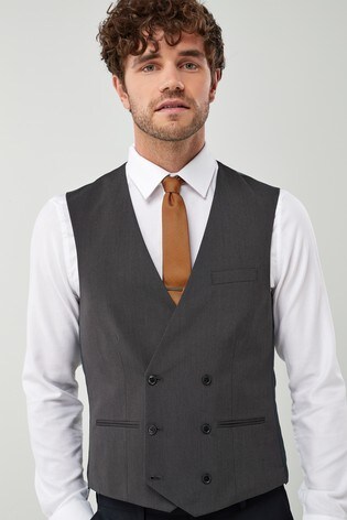 Charcoal Suit: Double Breasted Waistcoat