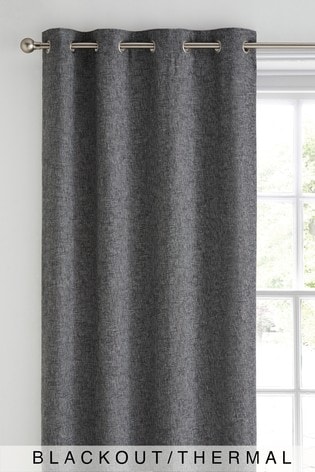 Grey Bouclé Eyelet Blackout/Thermal Curtains