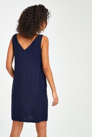 navy and white shift dress