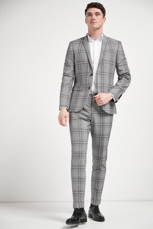 Buy Grey Slim Fit Check Suit: Jacket from Next Austria