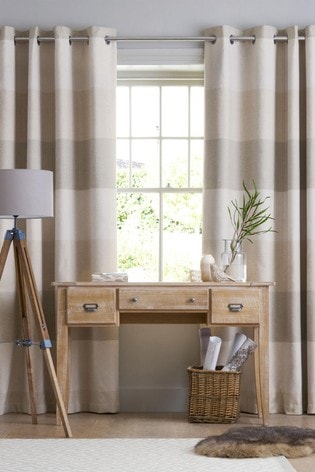 natural locksley woven stripe eyelet curtains