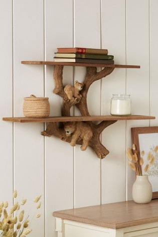 Wood Effect Extra Large Barnaby Bear Wall Shelves
