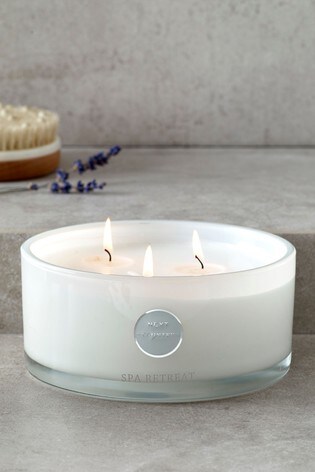 White Country Luxe Spa Retreat Lavender & Geranium 3 Wick Scented Candle