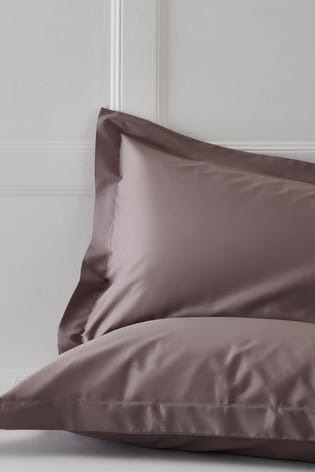 Set of 2 Taupe Brown Cotton Rich Pillowcases
