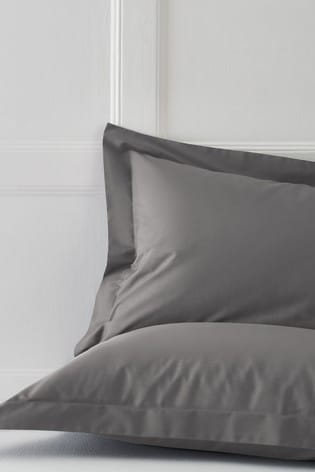 Set of 2 Charcoal Grey Cotton Rich Pillowcases