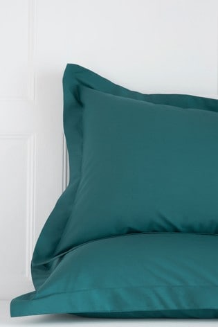 Juego de 2 fundas de almohada verde azulado con alto contenido de algodón