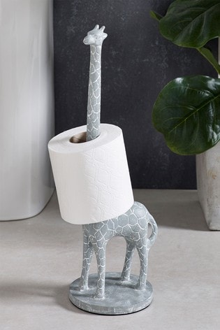 Grey Giraffe Toilet Roll And Kitchen Roll Holder