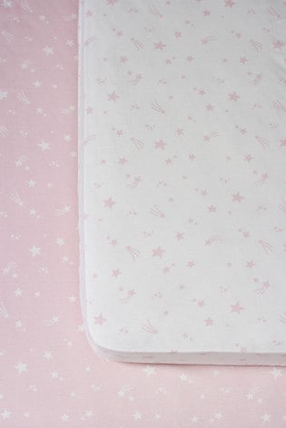 2 Pack Pink Stars Cotton Fitted Sheets
