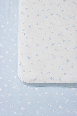 2 Pack Blue Stars Cotton Fitted Sheets