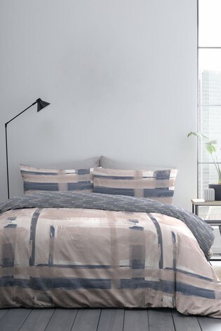 Know Blue Stamford Reversible Check Duvet Cover And Pillowcase Set
