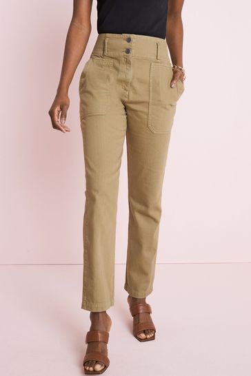 High waisted khaki jeans sales